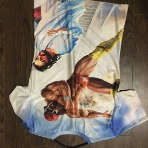 Macho man showing the people’s elbow to Jesus.